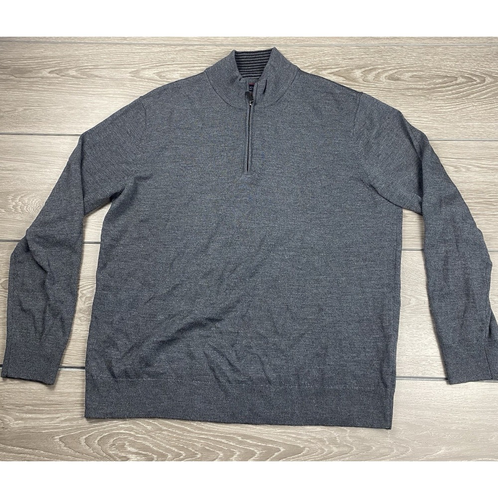 UNTUCKit Mens 1/4 Zip Merino Wool Pullover Casual Knit Sweater‎ Grey XL - Picture 2 of 7